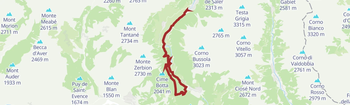 Route map: Itinerario bike: Champoluc
